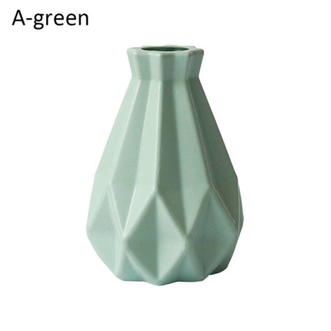 Ins Nordic Modern Vase White Imitation Ceramic Arrangement Flower Vases  Plastic Anti-Fall Origami Shapes Flower Pot Home Decor