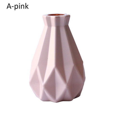 Ins Nordic Modern Vase White Imitation Ceramic Arrangement Flower Vases  Plastic Anti-Fall Origami Shapes Flower Pot Home Decor