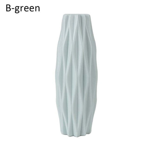 Ins Nordic Modern Vase White Imitation Ceramic Arrangement Flower Vases  Plastic Anti-Fall Origami Shapes Flower Pot Home Decor