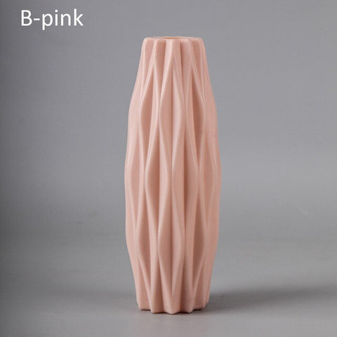 Ins Nordic Modern Vase White Imitation Ceramic Arrangement Flower Vases  Plastic Anti-Fall Origami Shapes Flower Pot Home Decor
