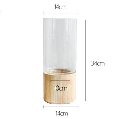 New List Solid Wood Base Glass Vase Luxury Living Room Decoration Figurines Wedding Decor Bedside Plants Holder Crafts Gift
