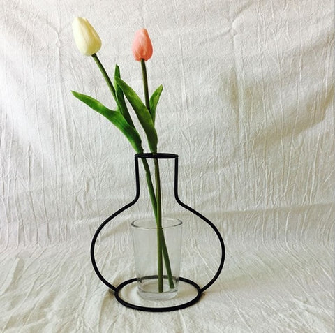 New Style Home Party Decoration Retro Iron Line Flowers Vase Metal Plant Holder Modern Solid Home Decor Nordic Styles Iron Vase