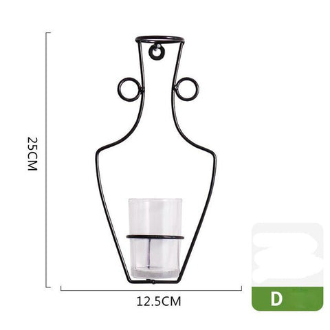 Flowers Vases Nordic Wall Metal Vase Plant Dried Floral Holder Black Line Wrought Iron for Home/Wedding Corridor Decoration G054