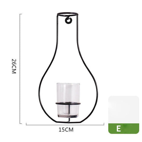 Flowers Vases Nordic Wall Metal Vase Plant Dried Floral Holder Black Line Wrought Iron for Home/Wedding Corridor Decoration G054