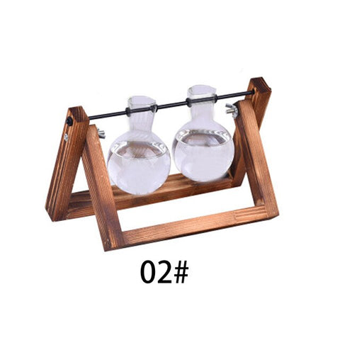 Creative Flower Vases Hydroponic Plant Transparent Vase Wooden Frame Coffee Room Glass Tabletop Plants Home Bonsai Decor