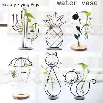 Home Party Decoration Vase Abstract Black Lines Minimalist Abstract Iron Vase Dried Flower Vase Racks Nordic Flower Ornaments