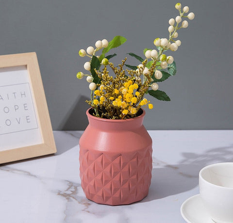 Nordic Plastic Imitation Glaze Vase Anti-ceramic Face Vase Modern Minimalist Abstract Flower Arrangement Home Decoration