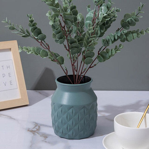 Nordic Plastic Imitation Glaze Vase Anti-ceramic Face Vase Modern Minimalist Abstract Flower Arrangement Home Decoration