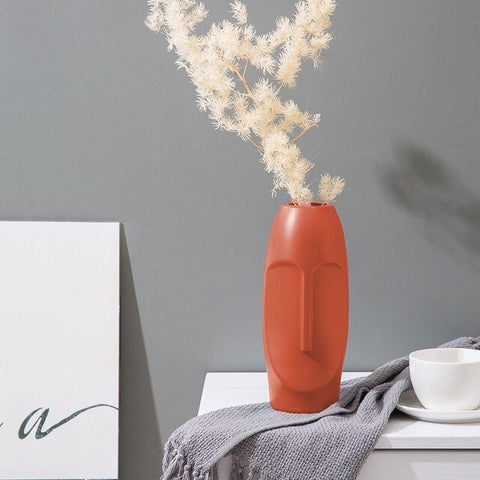 Nordic Plastic Imitation Glaze Vase Anti-ceramic Face Vase Modern Minimalist Abstract Flower Arrangement Home Decoration