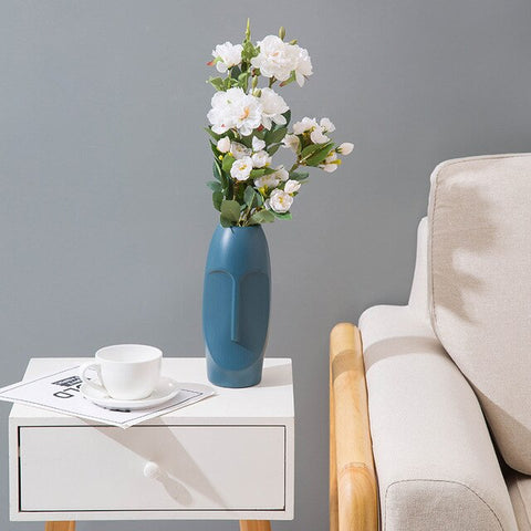 Nordic Plastic Imitation Glaze Vase Anti-ceramic Face Vase Modern Minimalist Abstract Flower Arrangement Home Decoration