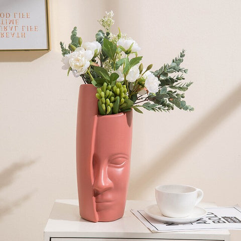 Nordic Plastic Imitation Glaze Vase Anti-ceramic Face Vase Modern Minimalist Abstract Flower Arrangement Home Decoration