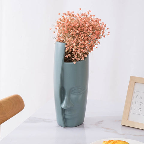 Nordic Plastic Imitation Glaze Vase Anti-ceramic Face Vase Modern Minimalist Abstract Flower Arrangement Home Decoration