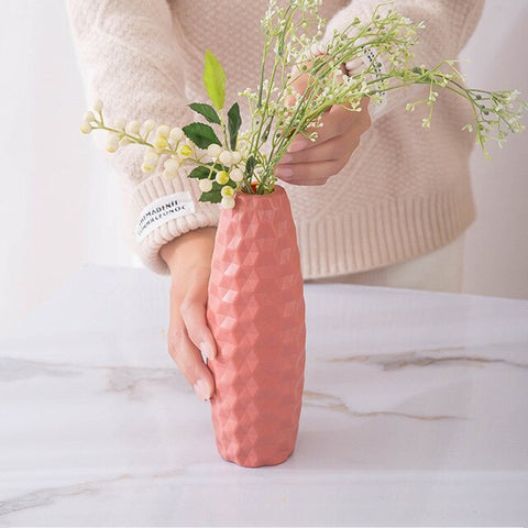 Nordic Plastic Imitation Glaze Vase Anti-ceramic Face Vase Modern Minimalist Abstract Flower Arrangement Home Decoration