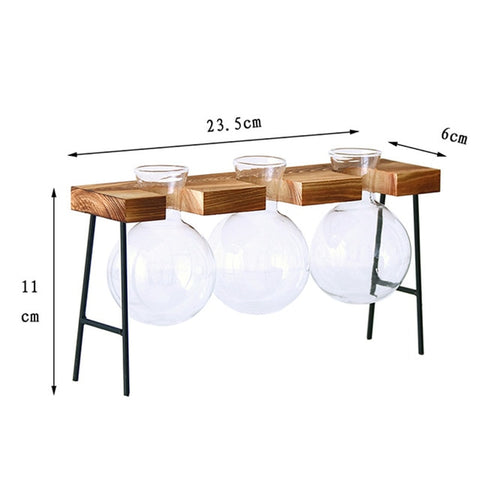 Dropshipping Terrarium Creative Hydroponic Plant Transparent Vase Wooden Frame decoration Glass Tabletop Plant Bonsai Decor