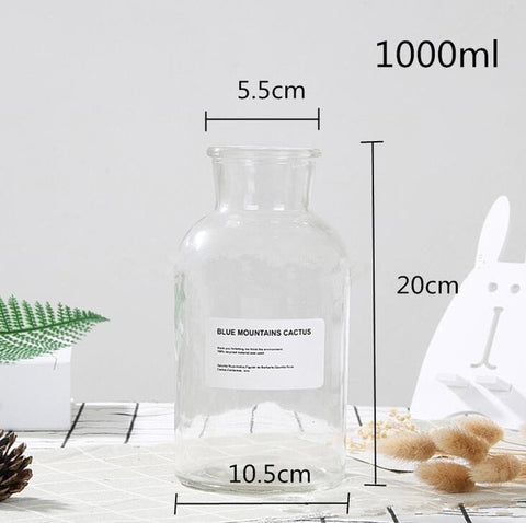 48h Glass Vase Flower Pot Flower Basket Flower Vase Decoration Home Nordic Decoration Dried Flower Hydroponic Small Brown Bottle