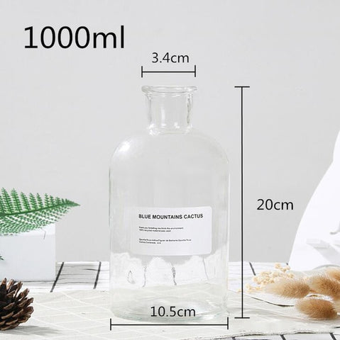 48h Glass Vase Flower Pot Flower Basket Flower Vase Decoration Home Nordic Decoration Dried Flower Hydroponic Small Brown Bottle