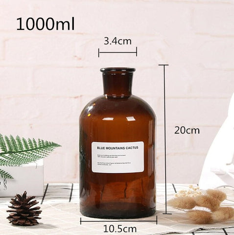 48h Glass Vase Flower Pot Flower Basket Flower Vase Decoration Home Nordic Decoration Dried Flower Hydroponic Small Brown Bottle