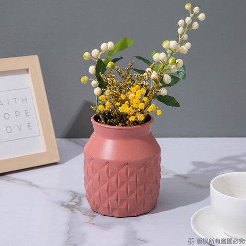 Creative Flower Vase Imitation Ceramic Glaze  Anti-fall Vases Wedding Living Room Home Decoration  Flower Arrangement