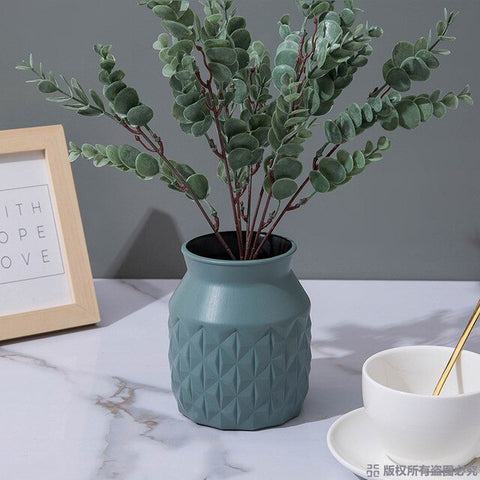 Creative Flower Vase Imitation Ceramic Glaze  Anti-fall Vases Wedding Living Room Home Decoration  Flower Arrangement