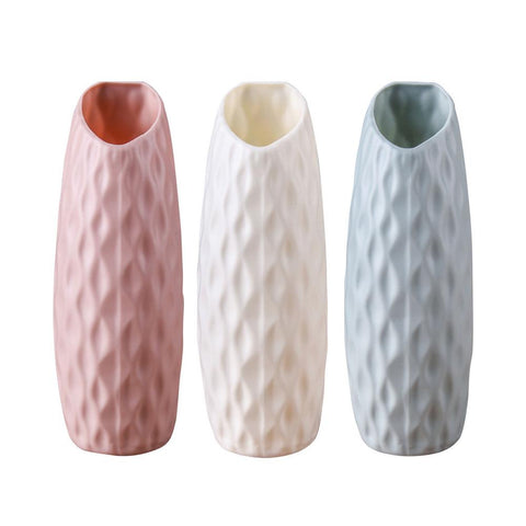 Nordic Plastic Vase Anti-drop Simple Flower Vase White Imitation Ceramic Flower Pot Decoration Home Plastic Vase For Home Decor