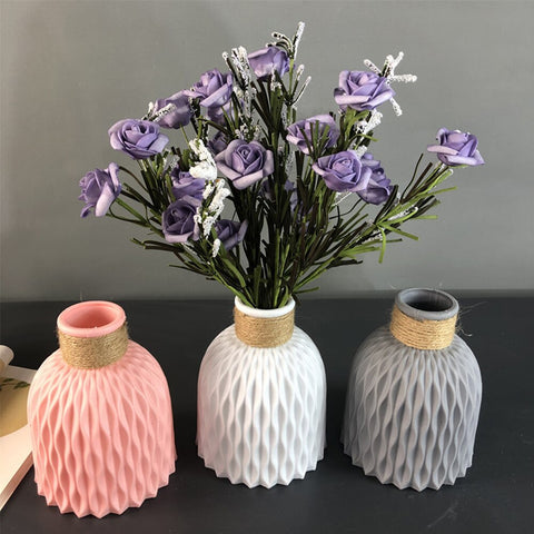 Plastic Vases Home Decor Anti-Ceramic Vases Imitation Flower Vase European Wedding Modern Decor Ceramic Flower Pot