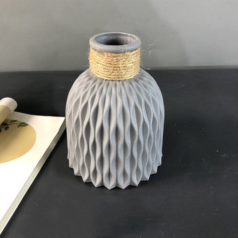 Nordic Plastic Vases Anti-ceramic Vase Imitation Rattan Unbreakable Basket Flower Pot Wedding Home Decoration Accessories Modern