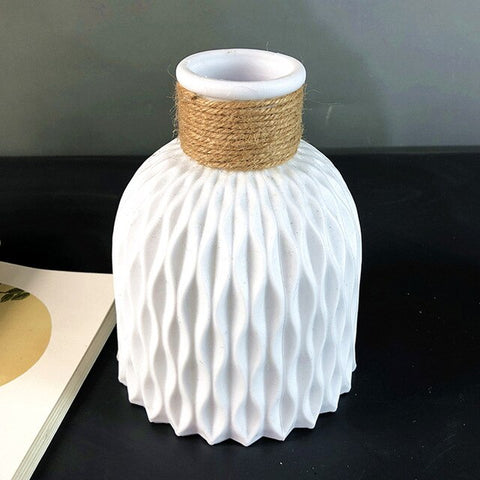 Nordic Plastic Vases Anti-ceramic Vase Imitation Rattan Unbreakable Basket Flower Pot Wedding Home Decoration Accessories Modern