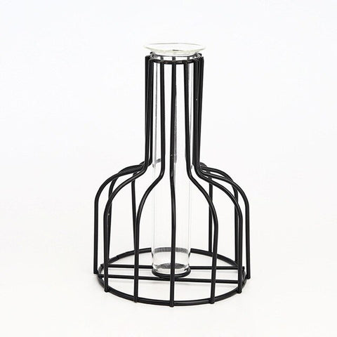 HHS Nordic Style Iron Line Art Hydroponic Flowers Vase Pot Trays Metal Plant Holder stand Modern Solid Desktop Decoration