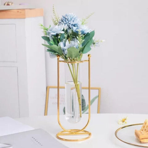 Nordic Artificial Flowers Vase INS Flower Vase Metal Plant Holder Iron Line Gold Vase Solid Flower Rack Holder Table Decor
