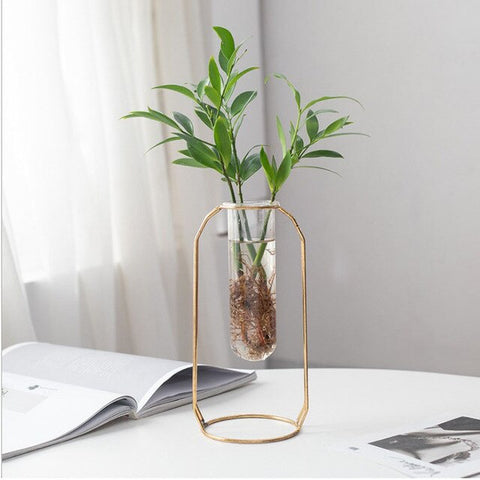 Nordic Artificial Flowers Vase INS Flower Vase Metal Plant Holder Iron Line Gold Vase Solid Flower Rack Holder Table Decor