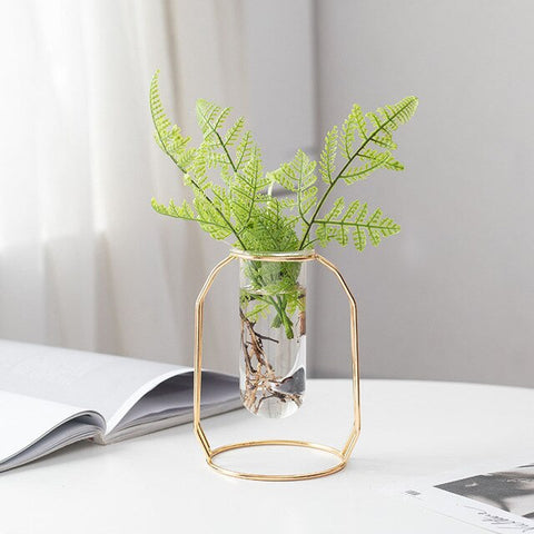 Nordic Artificial Flowers Vase INS Flower Vase Metal Plant Holder Iron Line Gold Vase Solid Flower Rack Holder Table Decor