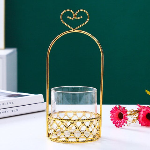 Nordic Artificial Flowers Vase INS Flower Vase Metal Plant Holder Iron Line Gold Vase Solid Flower Rack Holder Table Decor
