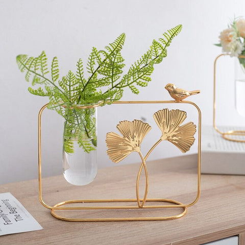 Nordic Artificial Flowers Vase INS Flower Vase Metal Plant Holder Iron Line Gold Vase Solid Flower Rack Holder Table Decor